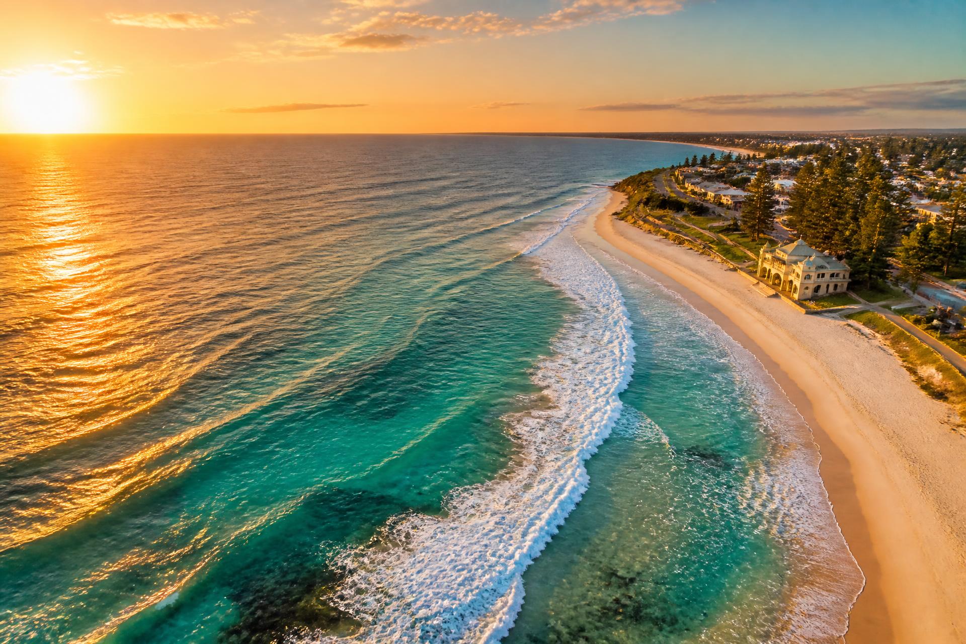 Cottesloe coastline at golden hour